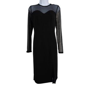 Tahari 3/4 Sleeve Shoulder Mesh Beaded Party/Cocktail MINI Dress Black Sz 6 New